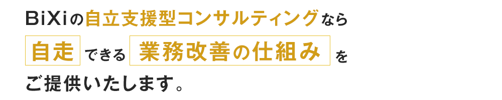 BiXiの自立支援型コンサルティングなら自走できる業務改善の仕組みをご提供いたします。